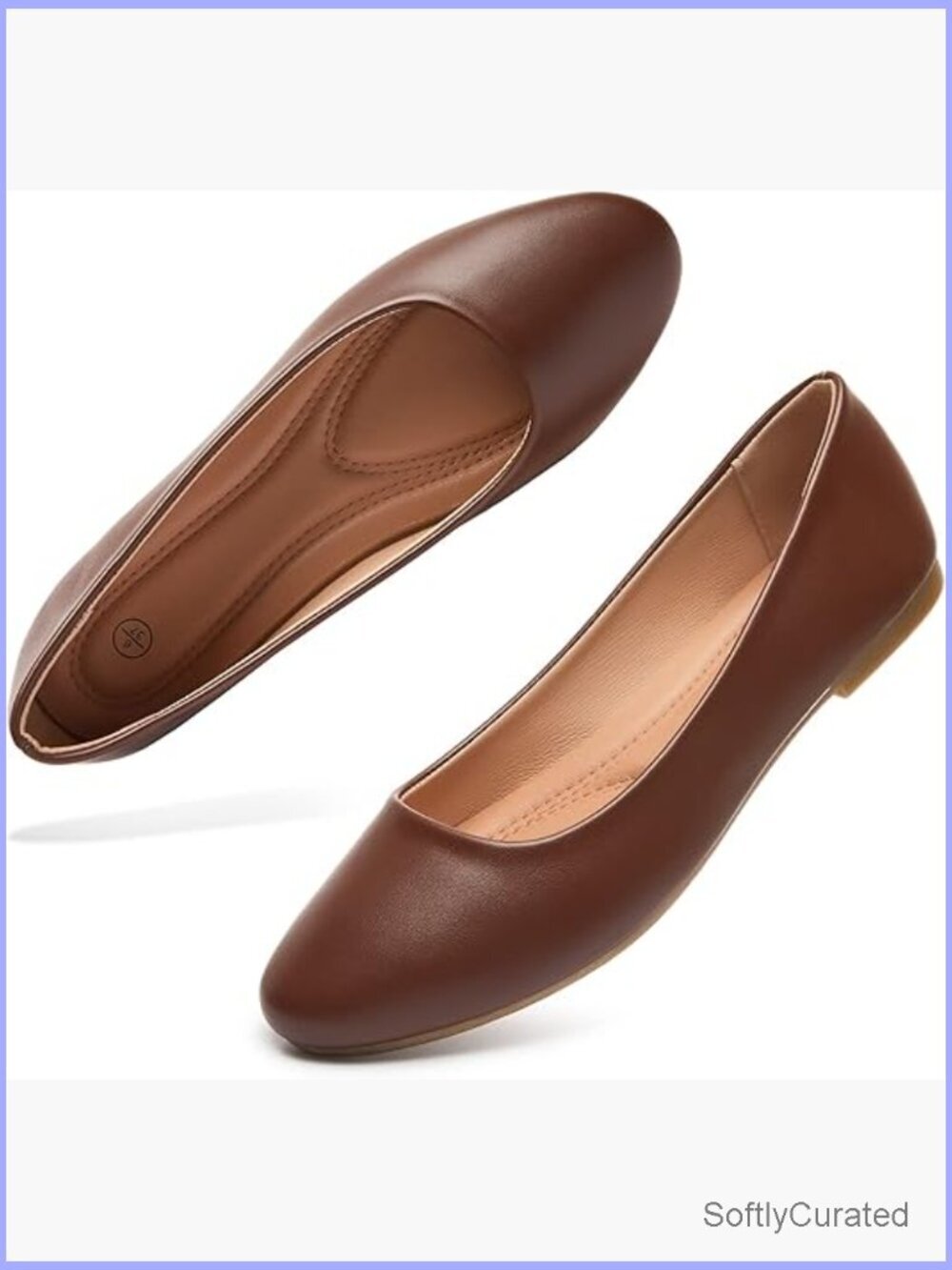 Women's PU Leather Ballet Flats Slip On Comfortable Dress Shoes
